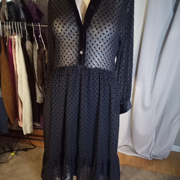 Zara Black V-Neck Bishop Sleeve Sundress - Picture 1 of 2